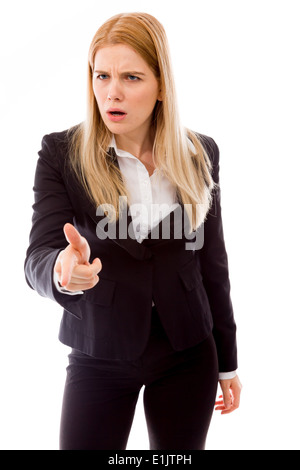 Businesswoman scolding somebody Stock Photo