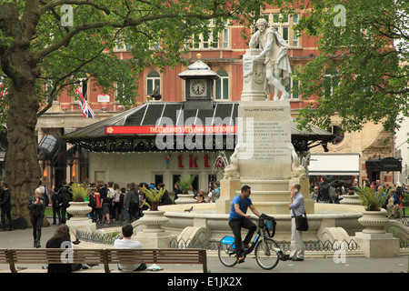 UK, England, London, Leicester Square, Shakespeare statue, people, Stock Photo