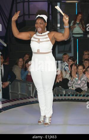 Borehamwood, UK. 05 June 2014. Pauline Bennett enters the Big Brother house at Elstree Studio in Borehamwood, England on 05 June 2014 Credit:  Nathan Hulse/Alamy Live News Stock Photo