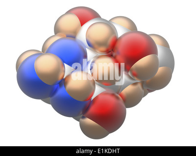 Tetrodotoxin (TTX) molecular model Potent neurotoxin without antidote occurring in several marine species among them the Stock Photo