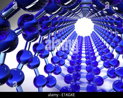 Carbon nanotube Computer artwork of the inside of a carbon nanotube also known as a buckytube showing the hexagonal carbon Stock Photo