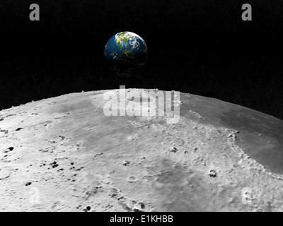 Artwork of the earth as seen from the moon. Stock Photo