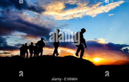 Australian soldiers with the 7th Battalion, The Royal Australian Regiment, assigned to the U.S. Army 2nd Cavalry Regiment Task Stock Photo