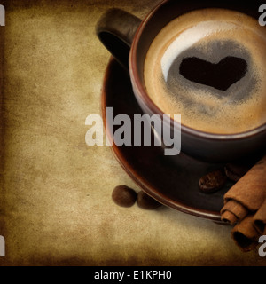 Cup Of Coffee With Heart Image On White Background (with sample text) Stock Photo