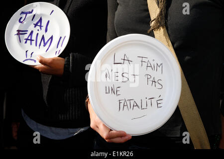 Demonstration against hunger in the world with the French ngo CCFD. Stock Photo