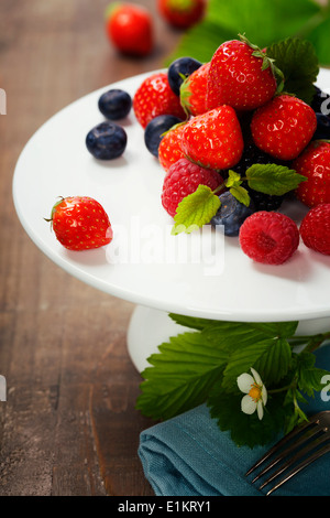 Assorted berries on a plate Stock Photo