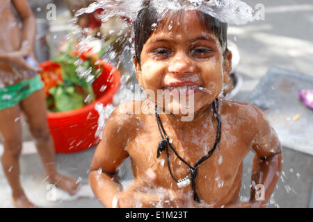 Boy having a wash Stock Photo