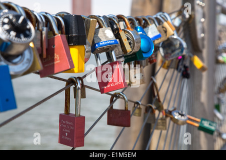 Lover's Locks on Brooklyn Bridge Stock Photo