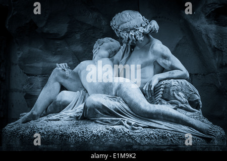 The statue of two lovers Acis and Galatea- Medici fountain, Paris France. Stock Photo