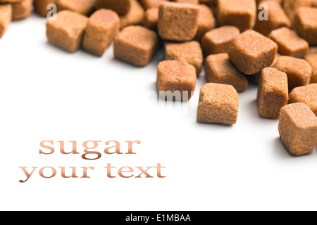 brown sugar cubes on white background Stock Photo
