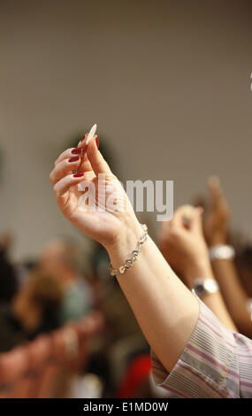 Sunday service at Words of Life fellowship church, Miami Holy communion Stock Photo