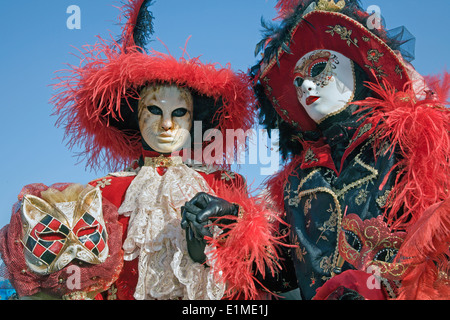 VENICE, ITALY - FEBRUARY 26, 2011: Pair in mask from carnival Stock Photo