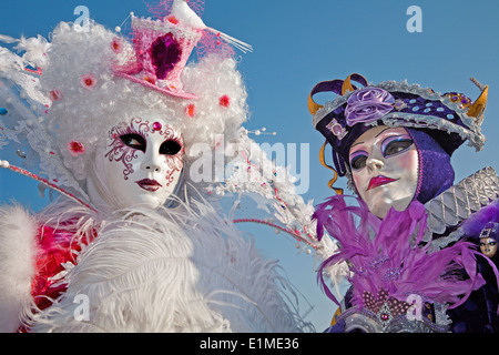 VENICE, ITALY - FEBRUARY 26, 2011: Pair in mask from carnival Stock Photo