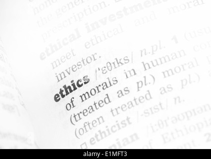 Ethics Dictionary Definition single word with soft focus Stock Photo