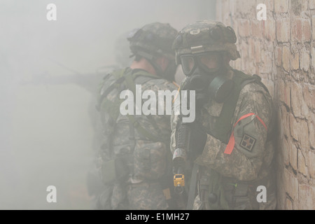 U.S. Soldiers with the 44th Chemical Company, 2nd Chemical Battalion, 48th Chemical Brigade, based out of Fort Hood, Texas prep Stock Photo