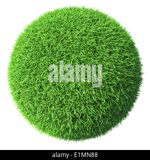 Ecology eco conservation nature creative concept - green grass sphere isolated on white background Stock Photo