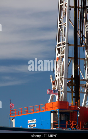 Watford City, North Dakota - Oil production in the Bakken shale formation. Stock Photo