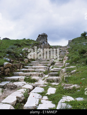 Roadway through the main gate showing the drainage channel, Priene, Turkey 690418 030 Stock Photo