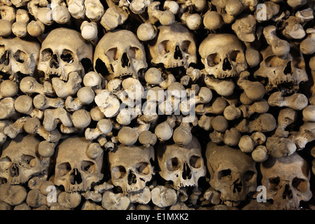 Human bones and skulls in the Sedlec Ossuary in Kutna Hora, Czech Republic. Stock Photo