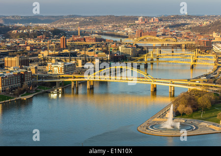 bridges crossing the Allegheny River in Pittsburgh Pennsylvania Stock Photo