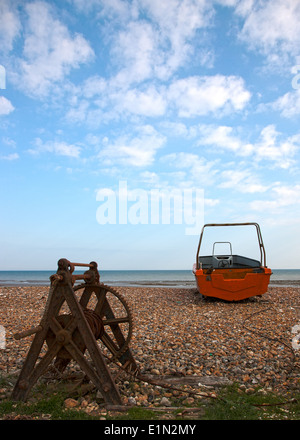 Fishing boat on the beach at Ferring West Sussex Stock Photo - Alamy