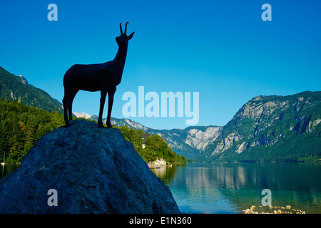 Slovenia, Gorenjska region, Triglav National Park, Bohinj lake, Zlatorog statue Stock Photo