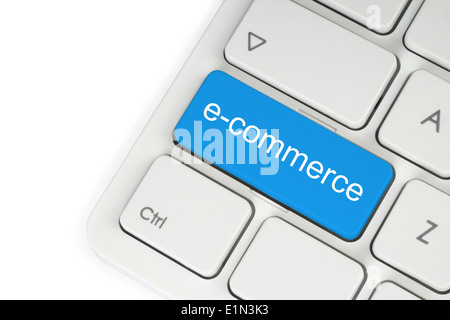Blue e-commerce button on keyboard Stock Photo