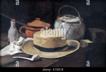 Still life with straw hat.(1881).master painting by Vincent van Gogh.(1853-1890.) Stock Photo