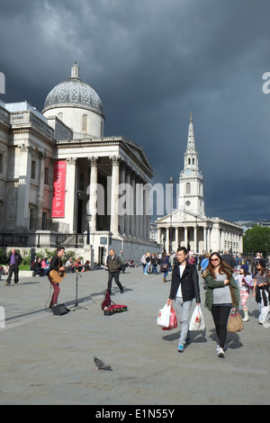 Storm clouds gather over the national gallery in London Stock Photo