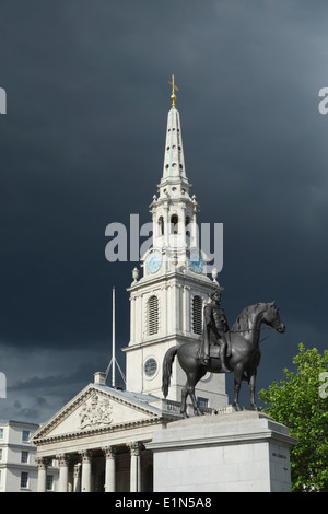 Storm clouds gather over St Martins in London Stock Photo