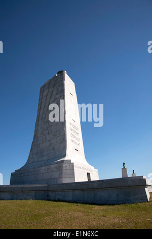 Monument to the Brother Wright marking the area of their historic first flight in Kitty Hawk, Outer Banks, North Carolina Stock Photo
