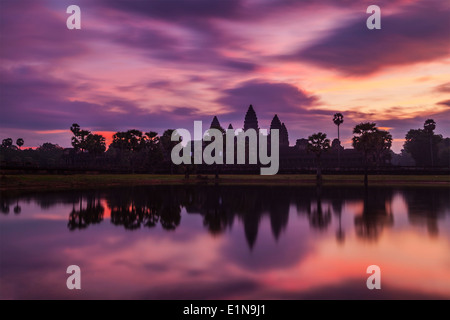 Angkor Wat - famous Cambodian landmark - on sunrise. Siem Reap, Cambodia Stock Photo