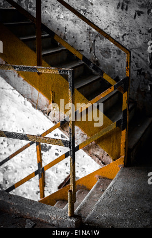 stair in old and dirty building Stock Photo