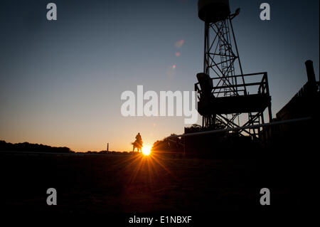 Elmont, New York, USA. 7th June, 2014. A horse on the main track ahead of today's 146th running of the Belmont Stakes, Saturday, June 7, 2014. Credit:  Bryan Smith/ZUMAPRESS.com/Alamy Live News Stock Photo