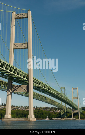 Tacoma Narrows Bridge, Puget Sound, Tacoma, Washington Stock Photo