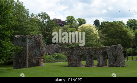 Ruins of Abbey garden, monastery , Bury St Edmund, Suffolk, UK Stock Photo