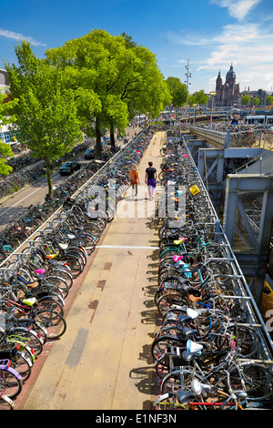 Bicycle parking - Amsterdam, Holland, Netherlands Stock Photo