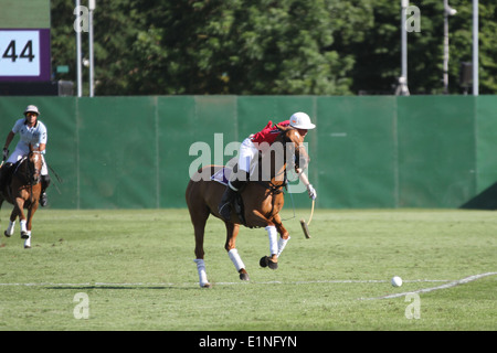 Jamie Morrison of Team Beijing at Chestertons polo in the park 2014 Stock Photo