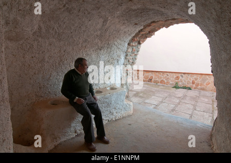 Cave, Hiding place of the bandit 'El Tempranillo', The Tourist Route of the Bandits, Corcoya, Seville province, Region of Andalusia, Spain, Europe Stock Photo