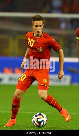 Brussels, Belgium. 7th June, 2014. Belgium's Adnan Januzaj controls the ball during a friendly soccer match against Tunisia in Brussels, on June 7, 2014. Belgium won 1-0. Credit:  Gong Bing/Xinhua/Alamy Live News Stock Photo