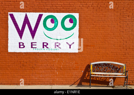 Woo Berry Frozen Yogurt on Highland Street in Worcester, MA Stock Photo