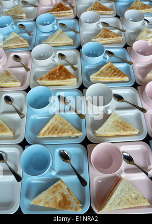 many grilled ham and cheese sandwichs for serving Stock Photo
