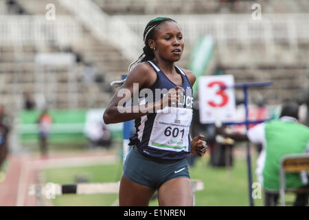 Nairobi, Kenya. 07th June, 2014. Kenya's Isaih Koech leads other