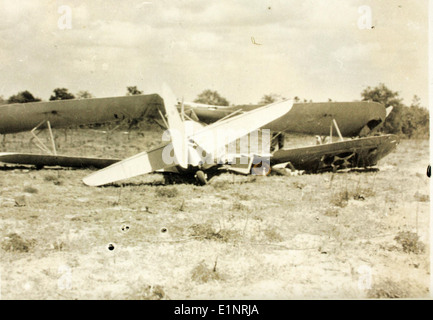 This image documents an aircraft accident involving a US Navy Vought aircraft, showcasing the challenges and risks faced by naval aviators during training and operational flights. Stock Photo