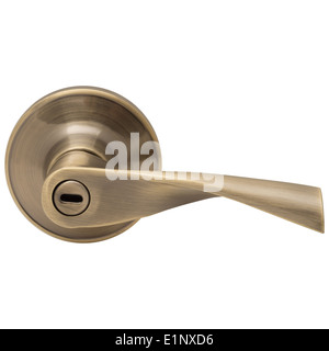 Classic door handle side view isolated on white Stock Photo