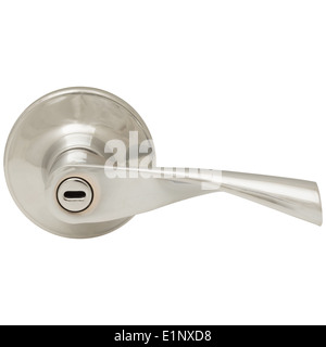 Classic door handle side view isolated on white Stock Photo