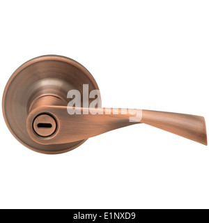 Classic door handle side view isolated on white Stock Photo