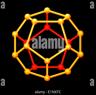 Dodecahedron Gold Three-dimensional Shape - Platonic solid in geometry, composed of twelve regular pentagonal faces Stock Photo