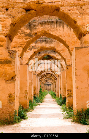 View of Heri es Souani, the Grainstore Stables in Meknes, Morocco. Stock Photo