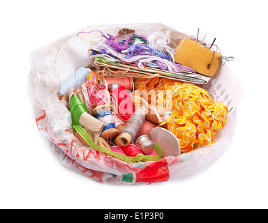 sewing supplies on a white background isolated Stock Photo